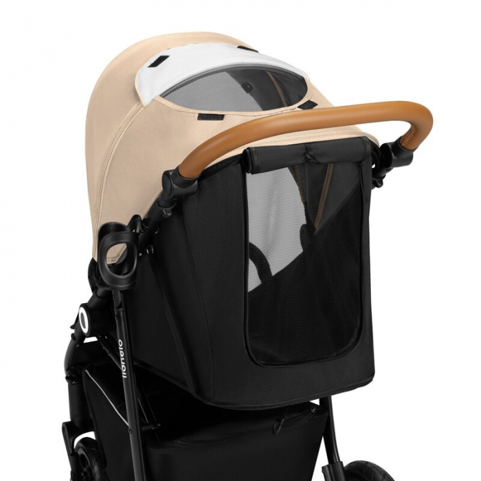 Carucior sport, Lionelo, Natt, De la nastere, Cu accesorii si capotina XXL reglabila, 0 - 22 kg, Conform cu standardele europene de securitate EN1888-1, EN1888-2, Bej [15]