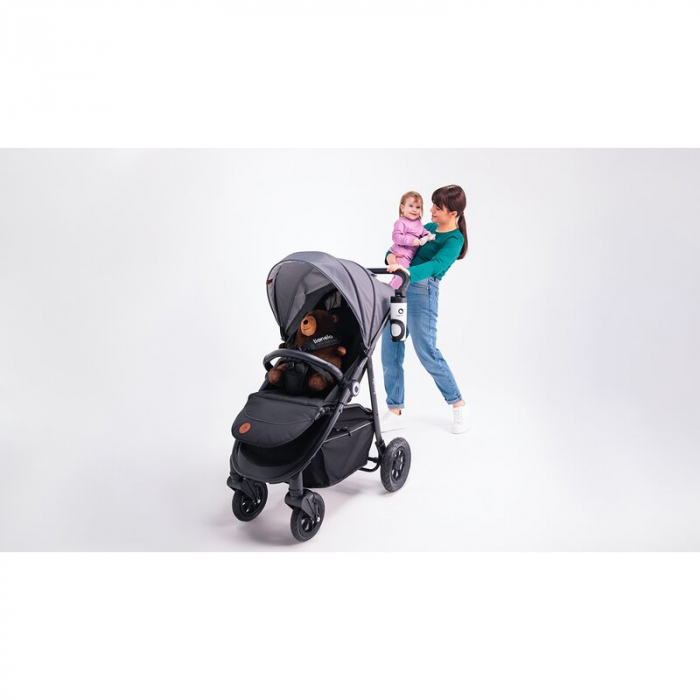 Carucior sport, Lionelo, Natt, De la nastere, Cu accesorii si capotina XXL reglabila, 0 - 22 kg, Conform cu standardele europene de securitate EN1888-1, EN1888-2, Verde [37]
