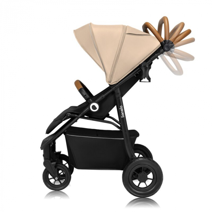 Carucior sport, Lionelo, Natt, De la nastere, Cu accesorii si capotina XXL reglabila, 0 - 22 kg, Conform cu standardele europene de securitate EN1888-1, EN1888-2, Bej [10]
