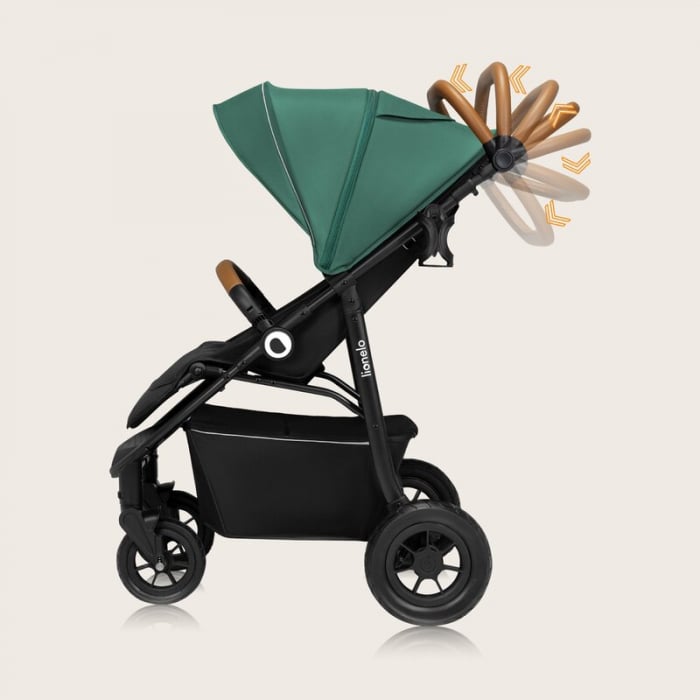 Carucior sport, Lionelo, Natt, De la nastere, Cu accesorii si capotina XXL reglabila, 0 - 22 kg, Conform cu standardele europene de securitate EN1888-1, EN1888-2, Verde [26]