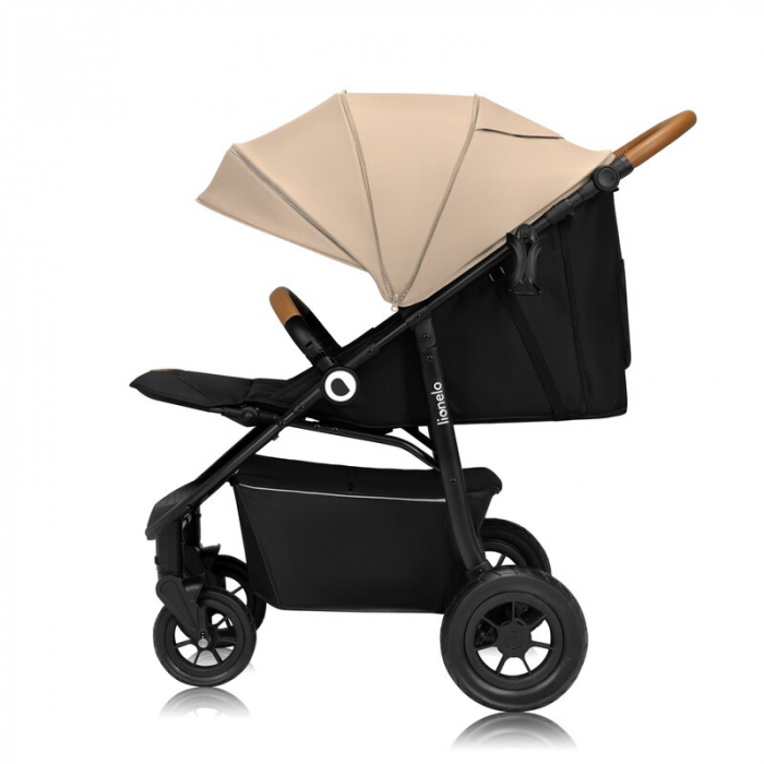 Carucior sport, Lionelo, Natt, De la nastere, Cu accesorii si capotina XXL reglabila, 0 - 22 kg, Conform cu standardele europene de securitate EN1888-1, EN1888-2, Bej [8]