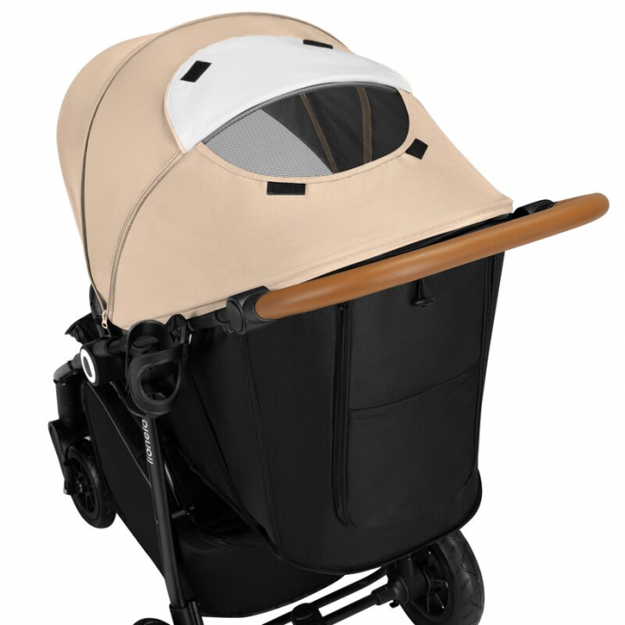 Carucior sport, Lionelo, Natt, De la nastere, Cu accesorii si capotina XXL reglabila, 0 - 22 kg, Conform cu standardele europene de securitate EN1888-1, EN1888-2, Bej [14]