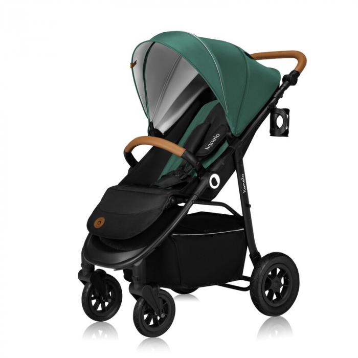 Carucior sport, Lionelo, Natt, De la nastere, Cu accesorii si capotina XXL reglabila, 0 - 22 kg, Conform cu standardele europene de securitate EN1888-1, EN1888-2, Verde [3]