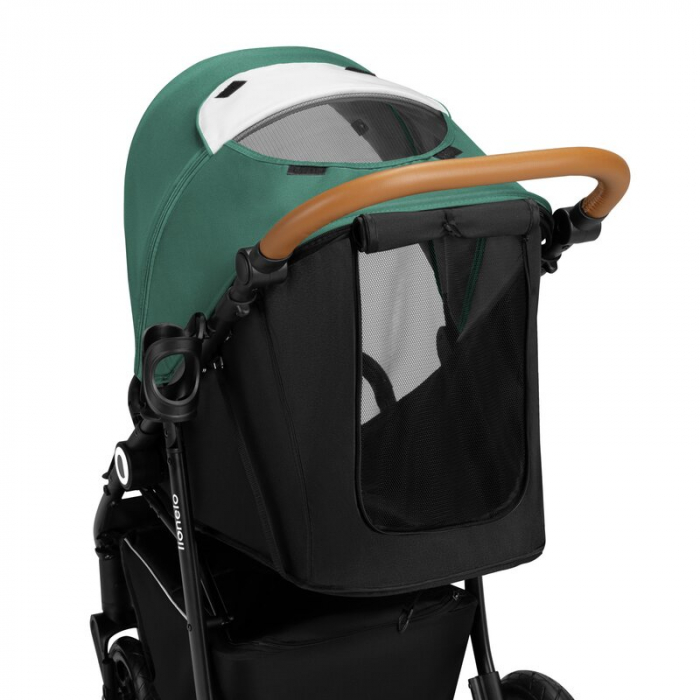Carucior sport, Lionelo, Natt, De la nastere, Cu accesorii si capotina XXL reglabila, 0 - 22 kg, Conform cu standardele europene de securitate EN1888-1, EN1888-2, Verde [15]