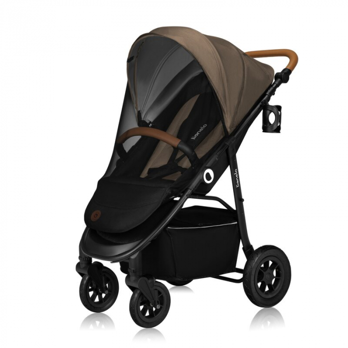 Carucior sport, Lionelo, Natt, De la nastere, Cu accesorii si capotina XXL reglabila, 0 - 22 kg, Conform cu standardele europene de securitate EN1888-1, EN1888-2, Bej [5]