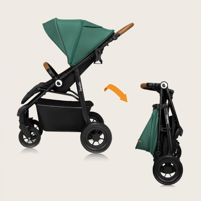Carucior sport, Lionelo, Natt, De la nastere, Cu accesorii si capotina XXL reglabila, 0 - 22 kg, Conform cu standardele europene de securitate EN1888-1, EN1888-2, Verde [29]