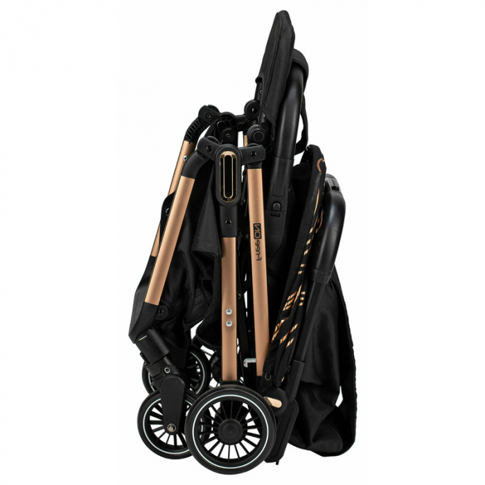 Carucior sport pliabil automat, Unique, Spatar reglabil, Suport pentru sticla, 6.6 Kg, Conform cu standardul european de securitate EN 1888-2:2018, FreeON, Gold Rose [5]
