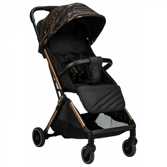 Carucior sport pliabil automat, Unique, Spatar reglabil, Suport pentru sticla, 6.6 Kg, Conform cu standardul european de securitate EN 1888-2:2018, FreeON, Gold Rose [1]