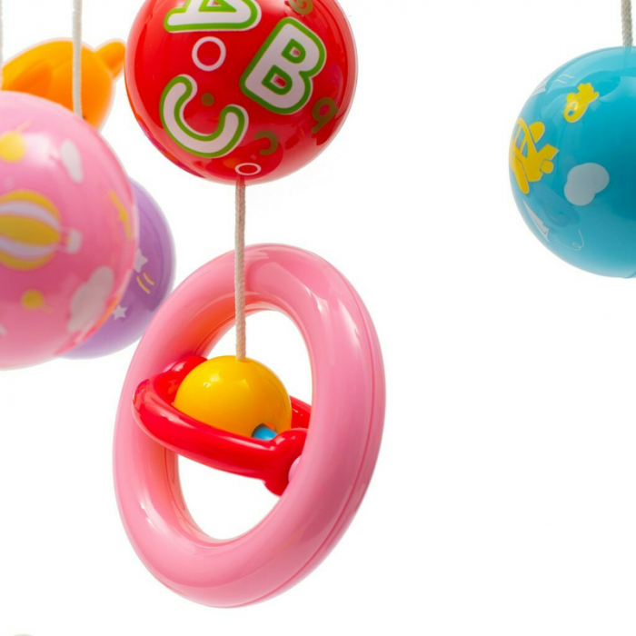 Carusel muzical pentru patut bebelusi, Cu proiectii, Cu melodii si sunete ale naturii, Cu 11 jucarii, Baby Mix, Red [9]