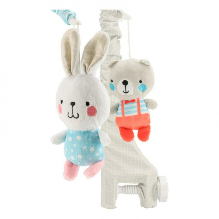 Carusel muzical pentru patut, Cu 5 jucarii din plus, Bears and rabbits, Baby Mix [3]