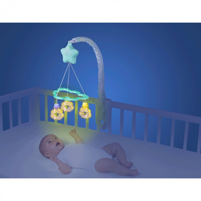 Carusel muzical, Playgro, Cu stelute si norisori, Pana la 30 de minute de muzica linistitoare, Cu 3 moduri de functionare: lumina si muzica, doar lumina sau doar muzica, Astasabil la patut, Fara BPA,  [6]