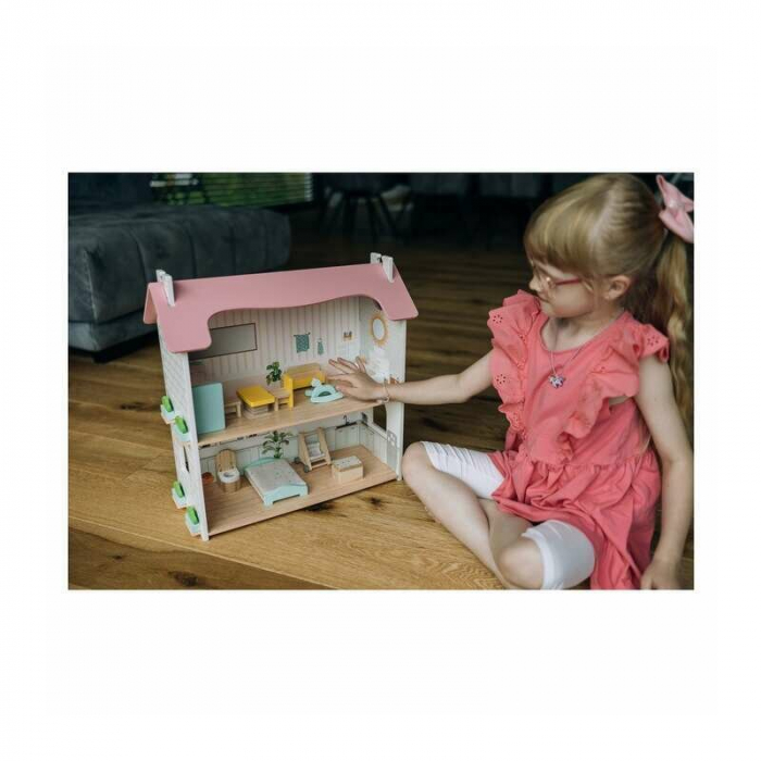 Casuta de papusi, Free2Play, Din lemn, Cu 11 piese de mobilier, Cu acces facil, 48,3 x 21 x 48 cm, 36 luni+, Multicolor [11]