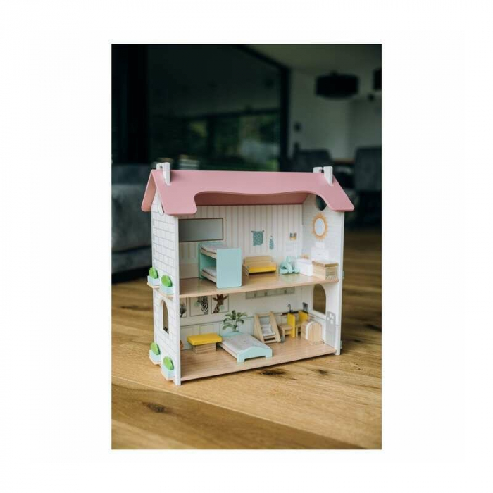 Casuta de papusi, Free2Play, Din lemn, Cu 11 piese de mobilier, Cu acces facil, 48,3 x 21 x 48 cm, 36 luni+, Multicolor [7]