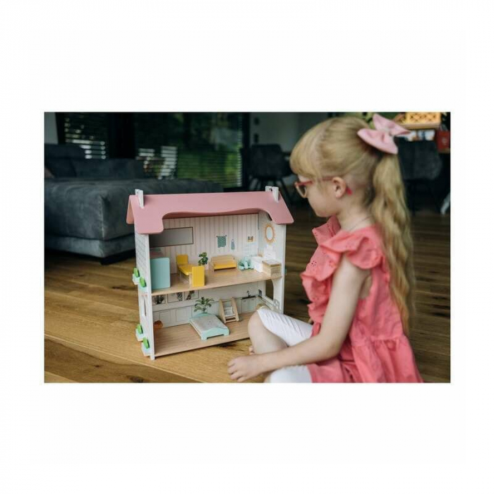 Casuta de papusi, Free2Play, Din lemn, Cu 11 piese de mobilier, Cu acces facil, 48,3 x 21 x 48 cm, 36 luni+, Multicolor [10]