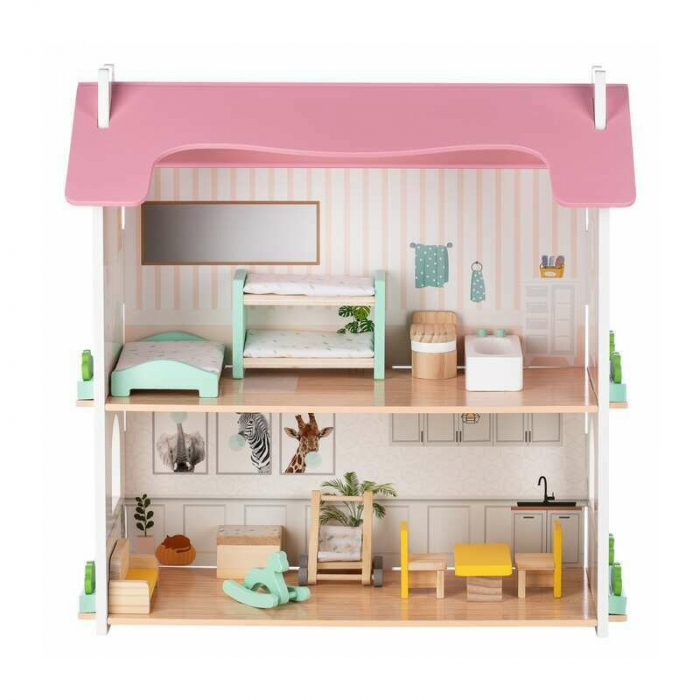 Casuta de papusi, Free2Play, Din lemn, Cu 11 piese de mobilier, Cu acces facil, 48,3 x 21 x 48 cm, 36 luni+, Multicolor [3]
