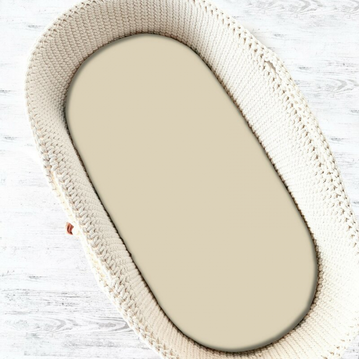 Cearceaf cu elastic, MimiNu, Pentru landou, landou, carucior si cosulet, 80x35 cm, Din Jerseu, Material certificat Oeko Tex Standard 100, Nugat [1]