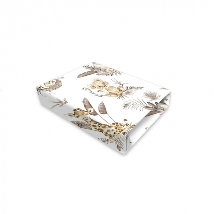 Cearceaf cu elastic, MimiNu, Pentru pat 160X80 cm, Din bumbac certificat Oeko Tex Standard 100, Savanna [2]