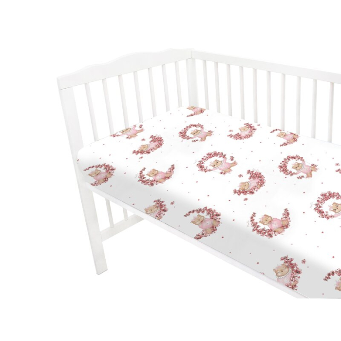 Cearceaf cu elastic, MimiNu, Pentru patut 120X60 cm, Din bumbac certificat Oeko Tex Standard 100, Design, Betty [3]