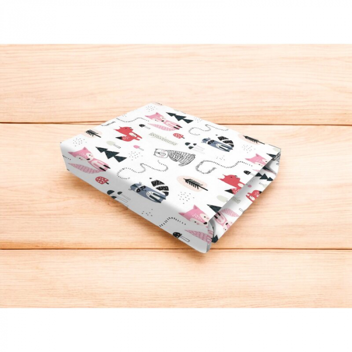 Cearceaf cu elastic, MimiNu, Pentru patut 120X60 cm, Din bumbac certificat Oeko Tex Standard 100, Fox [2]