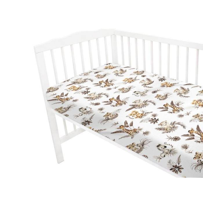 Cearceaf cu elastic, MimiNu, Pentru patut 120X60 cm, Din bumbac certificat Oeko Tex Standard 100, Savanna [3]