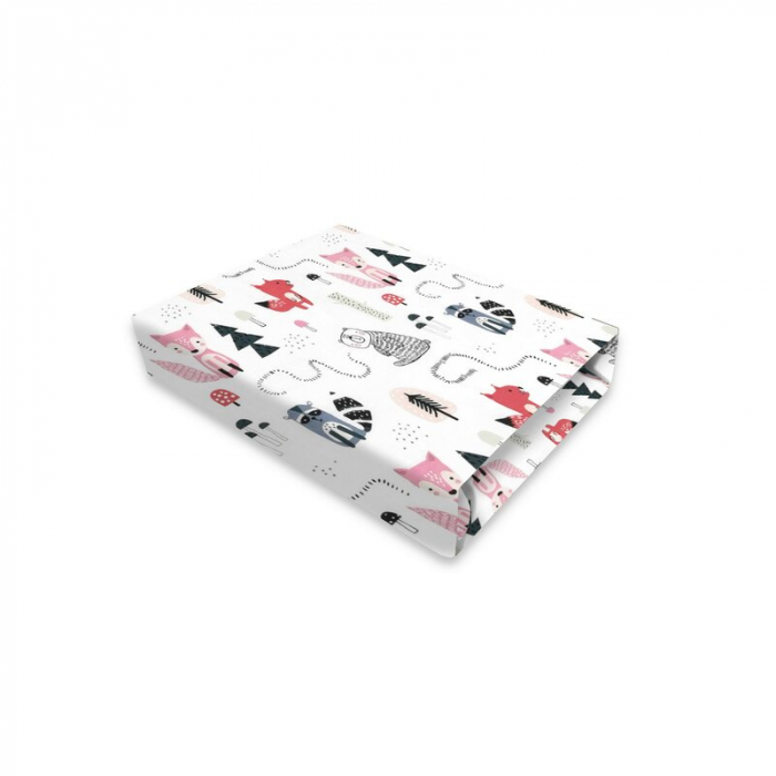 Cearceaf cu elastic, MimiNu, Pentru patut co-sleeper, Theo, Dimensiune 85 x 46 cm, Din bumbac certificat Oeko Tex Standard 100, Fox [1]