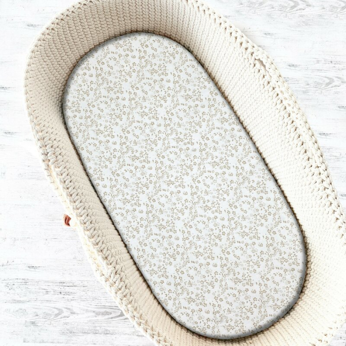 Cearceaf cu elastic, MimiNu, Premium, Pentru patut leagan sau patut co-sleeper, Dimensiune 90x40 cm, Din bumbac certificat Oeko Tex Standard 100, Meadow [2]