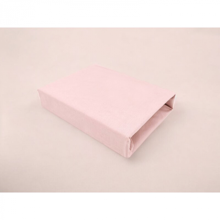 Cearceaf cu elastic, Qmini, Pentru patut co-sleeper, Aurora, Dimensiune 76 x 43 cm, Din bumbac certificat Oeko Tex Standard 100, Powder Pink [2]