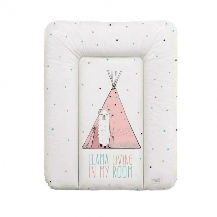 Ceba Baby - Saltea de infasat moale lama Lolly Poll, Fara ftalati, 70 x 50 cm, Alb/Roz [1]