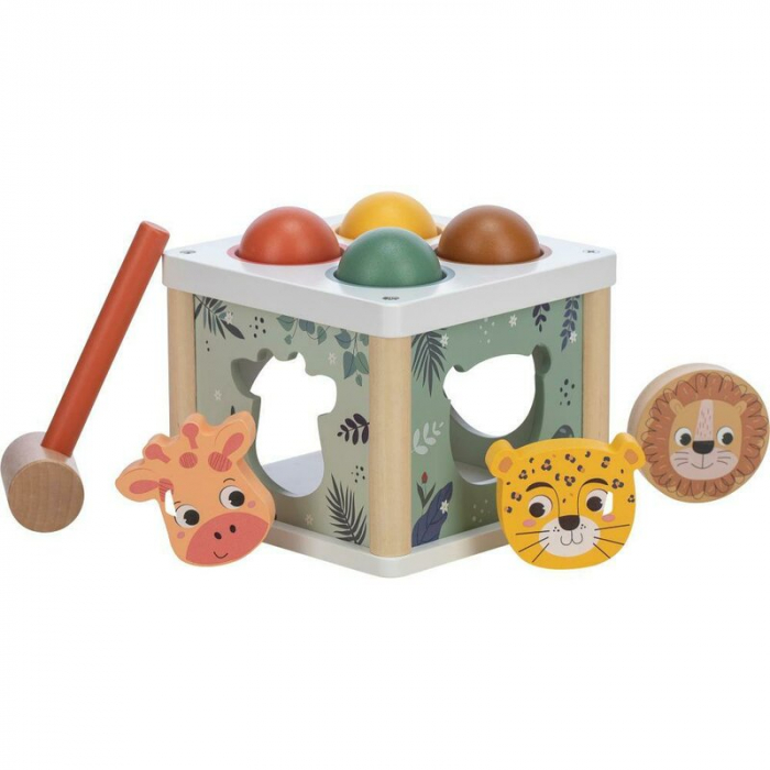 Centru de activitati, Free2Play, Cu figurine, Cu ciocanel, Din lemn, Conform cu standardul european de securitate EN71/123, 15 x 15 x 12 cm, 12 luni+, Multicolor [1]