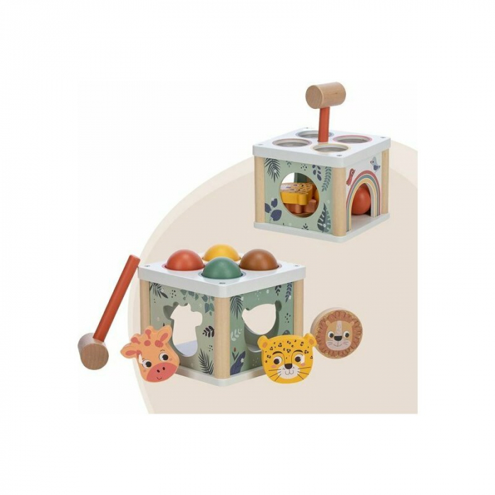 Centru de activitati, Free2Play, Cu figurine, Cu ciocanel, Din lemn, Conform cu standardul european de securitate EN71/123, 15 x 15 x 12 cm, 12 luni+, Multicolor [13]