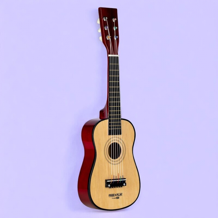 Chitara din lemn, Free2Play, Cu 6 corzi metalice, Dezvolta abilitatile motorii, Stimuleaza auzul si atentia auditiva, 59 cm, 3 ani+, Brown [2]