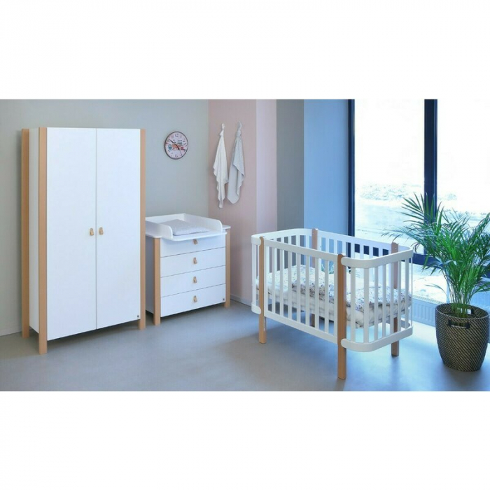 Comoda de infasat YappyEtude din lemn, Cu patru sertare, Cu blat de infasat detasabil, YappyKids, 89x86x50 cm, Alb [7]