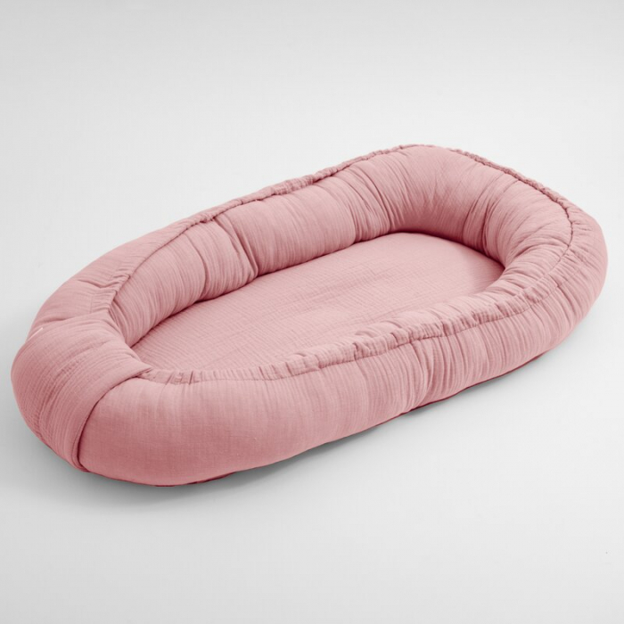 Cosulet bebelus, New Baby, Pentru dormit, Baby Nest 80 x 50 cm, Din muselina, Din materiale certificate Oeko Tex Standard 100, Pink [1]