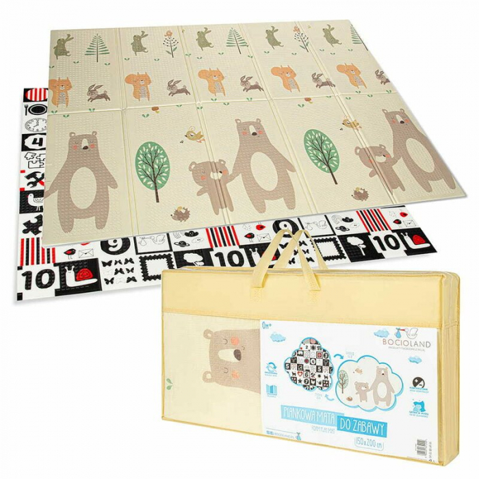 Covoras de joaca, Bocioland, Little Bear, Pliabil, Protectie impotriva loviturilor, Dimensiune mare, 200 x 150 cm, Cu Imprimeu pe ambele parti, Potrivit pentru utlizare atat in interior, cat si in ext [3]