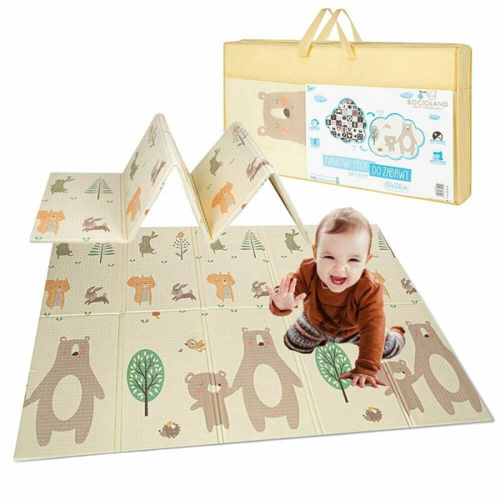 Covoras de joaca, Bocioland, Little Bear, Pliabil, Protectie impotriva loviturilor, Dimensiune mare, 200 x 150 cm, Cu Imprimeu pe ambele parti, Potrivit pentru utlizare atat in interior, cat si in ext [4]