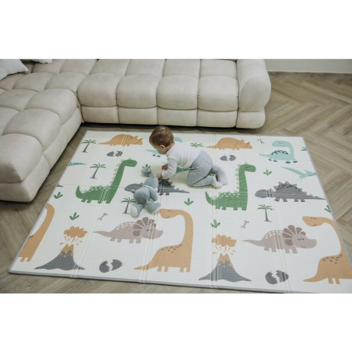 Covoras de joaca, FreeON, Magic Dino, Cu doua fete, Pliabil, Protectie impotriva loviturilor, 200 x 150 cm, Cu Imprimeu pe ambele parti, 0 luni+, Multicolor [10]