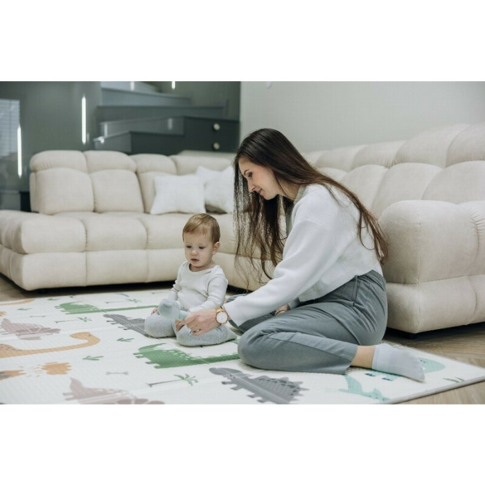 Covoras de joaca, FreeON, Magic Dino, Cu doua fete, Pliabil, Protectie impotriva loviturilor, 200 x 150 cm, Cu Imprimeu pe ambele parti, 0 luni+, Multicolor [4]