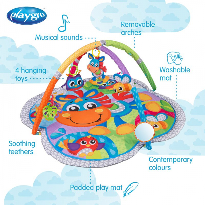 Covoras educational, Playgro, Pentru copii, Interactiv, Multifunctional, Pentru activitati fizice, Cu elemente detasabile, 0 luni+, Clip Clop Musical Activity Gym [5]