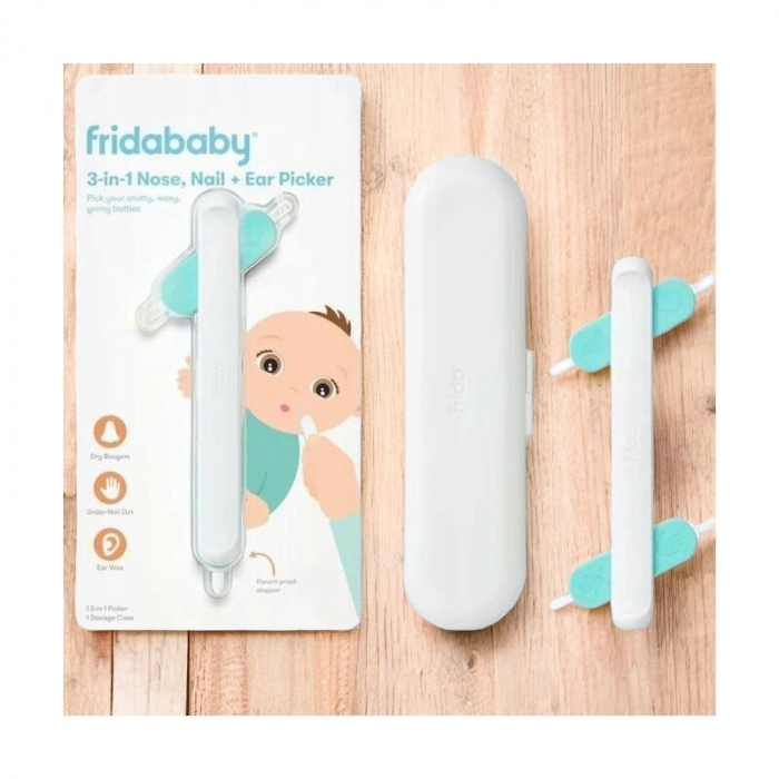 Dispozitiv de curatare, Fridababy, Multifunctional, Cu 4 capete, Pentru unghii, mucoasa nazala, urechi si alte parti ale corpului, Reutilizabil, 0 luni+ [2]