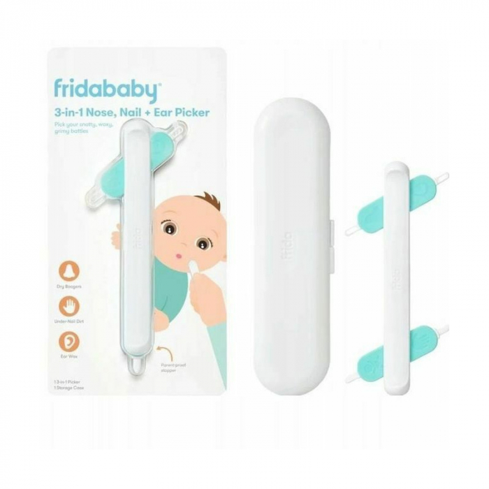 Dispozitiv de curatare, Fridababy, Multifunctional, Cu 4 capete, Pentru unghii, mucoasa nazala, urechi si alte parti ale corpului, Reutilizabil, 0 luni+ [1]