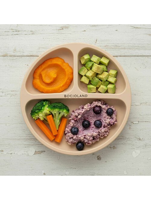 Farfurie compartimentata, Bocioland, Rotunda, Cu 3 compartimente, Fara BPA, 6-36 luni, Beige [2]