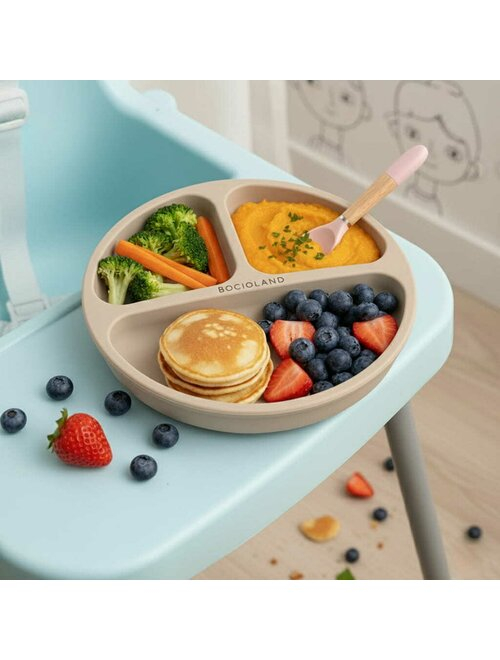Farfurie compartimentata, Bocioland, Rotunda, Cu 3 compartimente, Fara BPA, 6-36 luni, Beige [3]