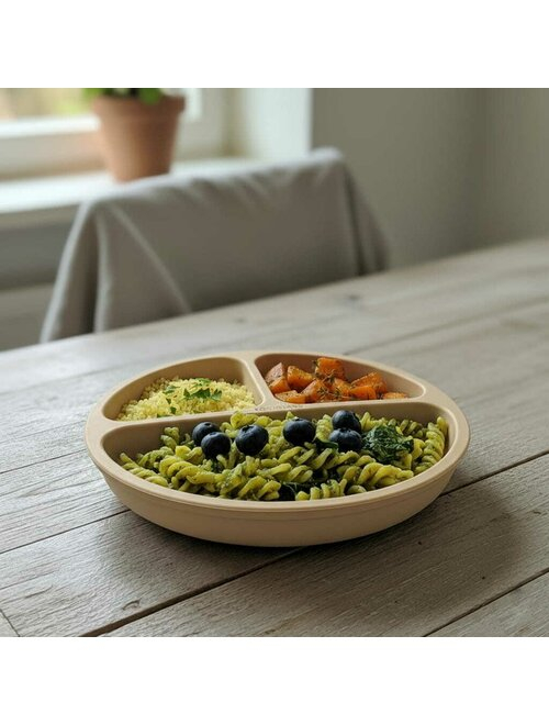 Farfurie compartimentata, Bocioland, Rotunda, Cu 3 compartimente, Fara BPA, 6-36 luni, Beige [7]