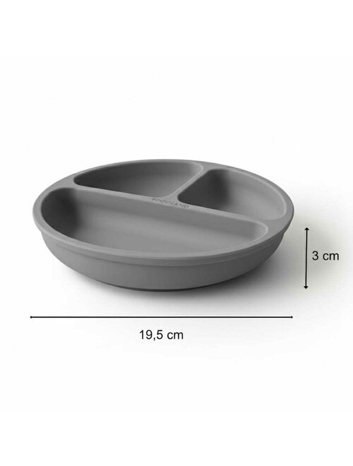 Farfurie compartimentata, Bocioland, Rotunda, Cu 3 compartimente, Fara BPA, 6-36 luni, Dark grey [7]