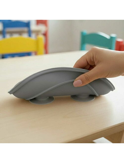 Farfurie compartimentata, Bocioland, Rotunda, Cu 3 compartimente, Fara BPA, 6-36 luni, Dark grey [10]