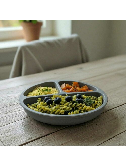 Farfurie compartimentata, Bocioland, Rotunda, Cu 3 compartimente, Fara BPA, 6-36 luni, Dark grey [6]