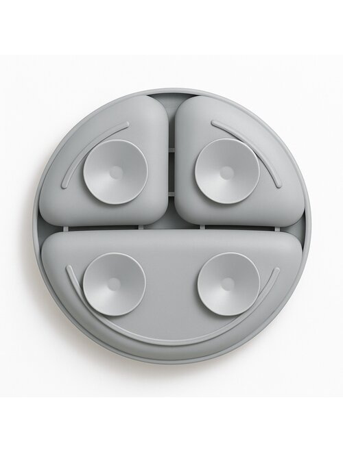 Farfurie compartimentata, Bocioland, Rotunda, Cu 3 compartimente, Fara BPA, 6-36 luni, Gray [2]