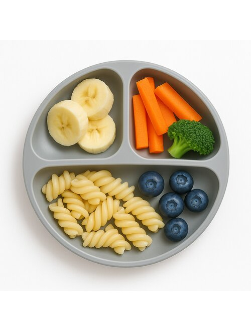 Farfurie compartimentata, Bocioland, Rotunda, Cu 3 compartimente, Fara BPA, 6-36 luni, Gray [3]