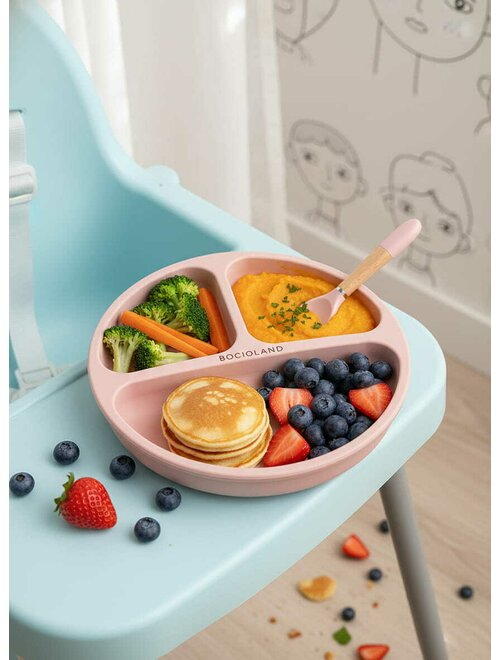 Farfurie compartimentata, Bocioland, Rotunda, Cu 3 compartimente, Fara BPA, 6-36 luni, Pink [7]