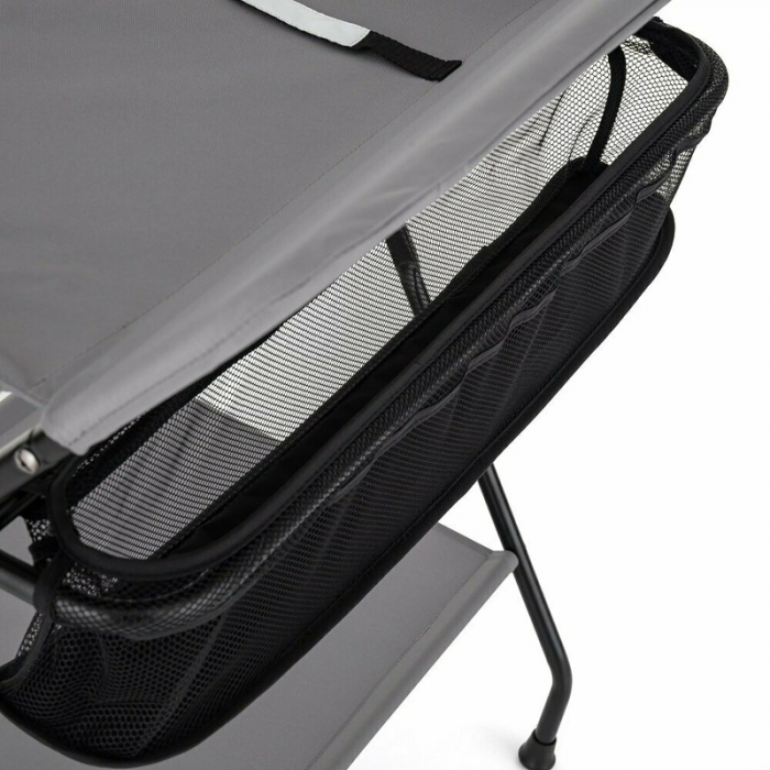 Feedo - Masuta multifunctionala pentru infasat si schimbat scutece, Pliabila, Cu raft pentru depozitare si compartiment lateral, Realizata din fier, panza si in, 80.5 x 67 x 102.5 cm, Gri [5]